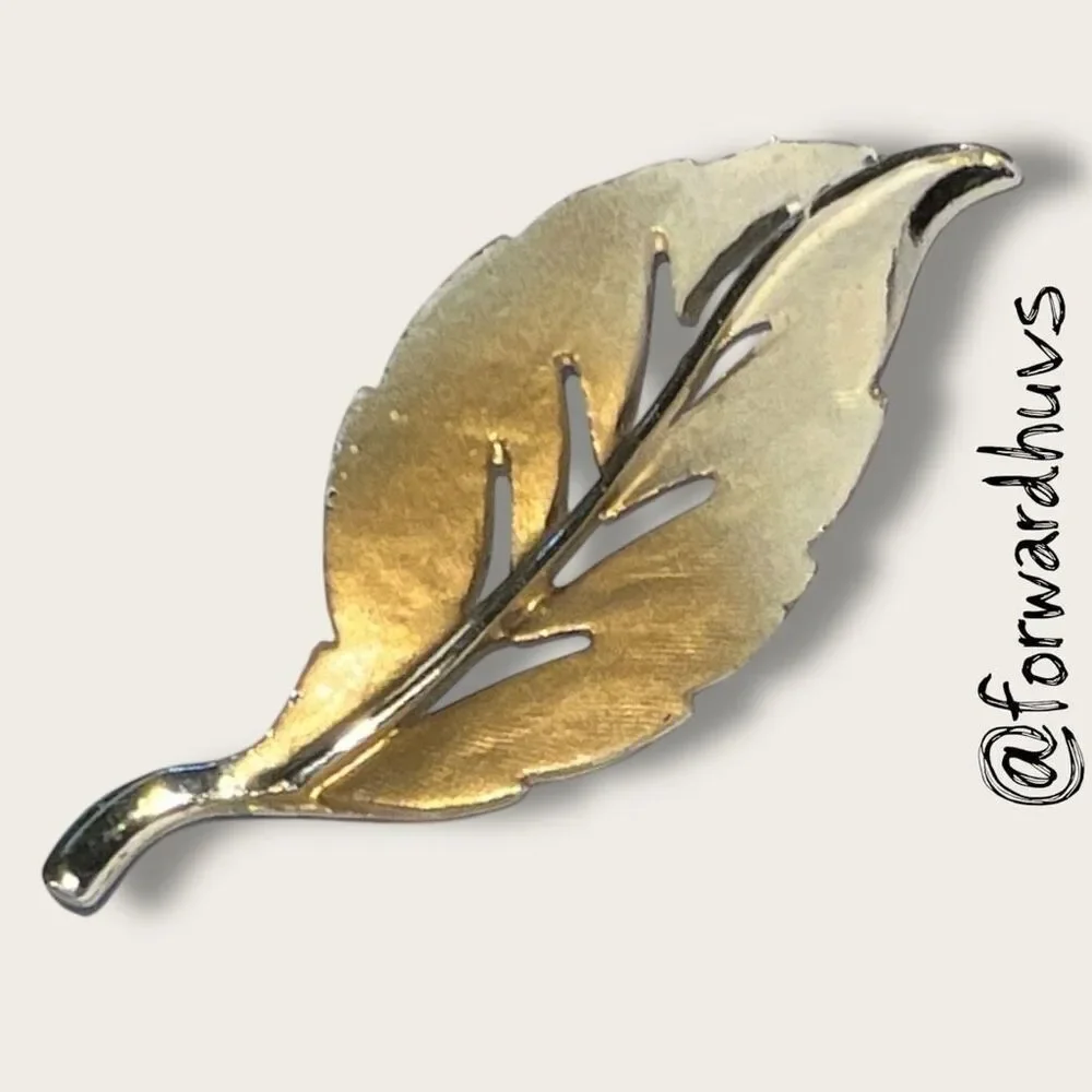 Bundle Sale 3 for $15 | Gold and Cream-Colored Leaf Brooch
